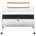 vidaXL Tragbarer Tisch-Holzkohlegrill Edelstahl Doppelrost