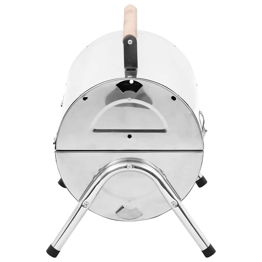 vidaXL Tragbarer Tisch-Holzkohlegrill Edelstahl Doppelrost