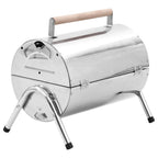 vidaXL Tragbarer Tisch-Holzkohlegrill Edelstahl Doppelrost