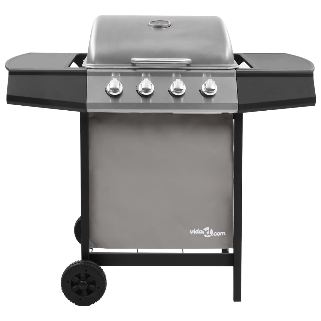 vidaXL Gasgrill mit 4 Flammen Schwarz und Silbern