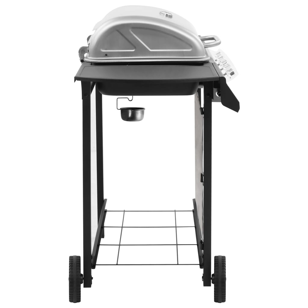 vidaXL Gasgrill mit 4 Flammen Schwarz und Silbern