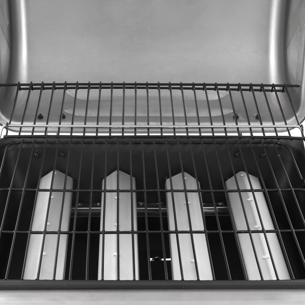 vidaXL Gasgrill mit 4 Flammen Schwarz und Silbern