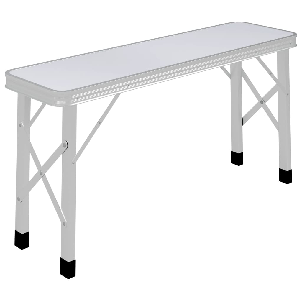 vidaXL Klappbarer Campingtisch mit 2 Sitzbänken Aluminium Weiß