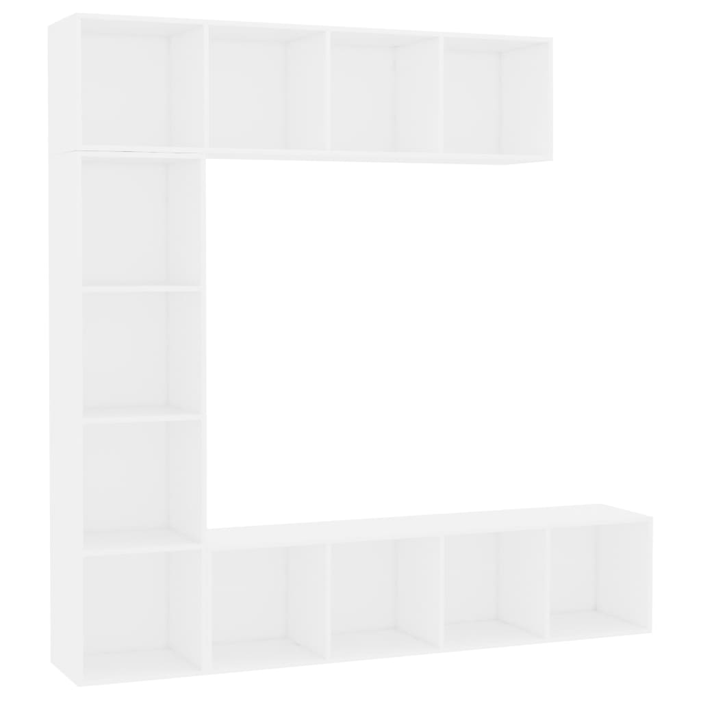 vidaXL 3-tlg. Bücher-/TV-Schrank Set Weiß 180×30×180 cm