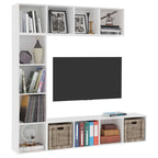 vidaXL 3-tlg. Bücher-/TV-Schrank Set Weiß 180×30×180 cm