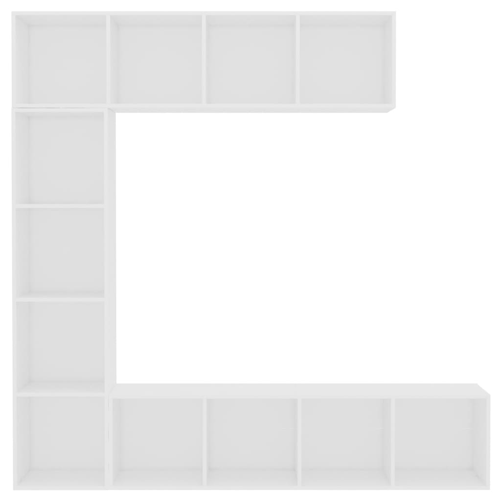 vidaXL 3-tlg. Bücher-/TV-Schrank Set Weiß 180×30×180 cm
