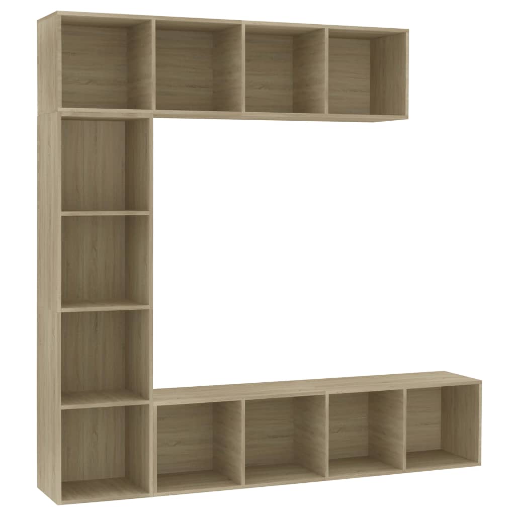 vidaXL 3-tlg. Bücher-/TV-Schrank Set Sonoma-Eiche 180x30x180 cm