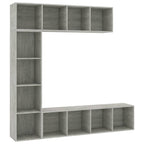 vidaXL 3-tlg. Bücher-/TV-Schrank Set Betongrau 180x30x180 cm