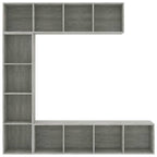 vidaXL 3-tlg. Bücher-/TV-Schrank Set Betongrau 180x30x180 cm