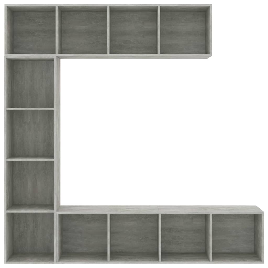 vidaXL 3-tlg. Bücher-/TV-Schrank Set Betongrau 180x30x180 cm