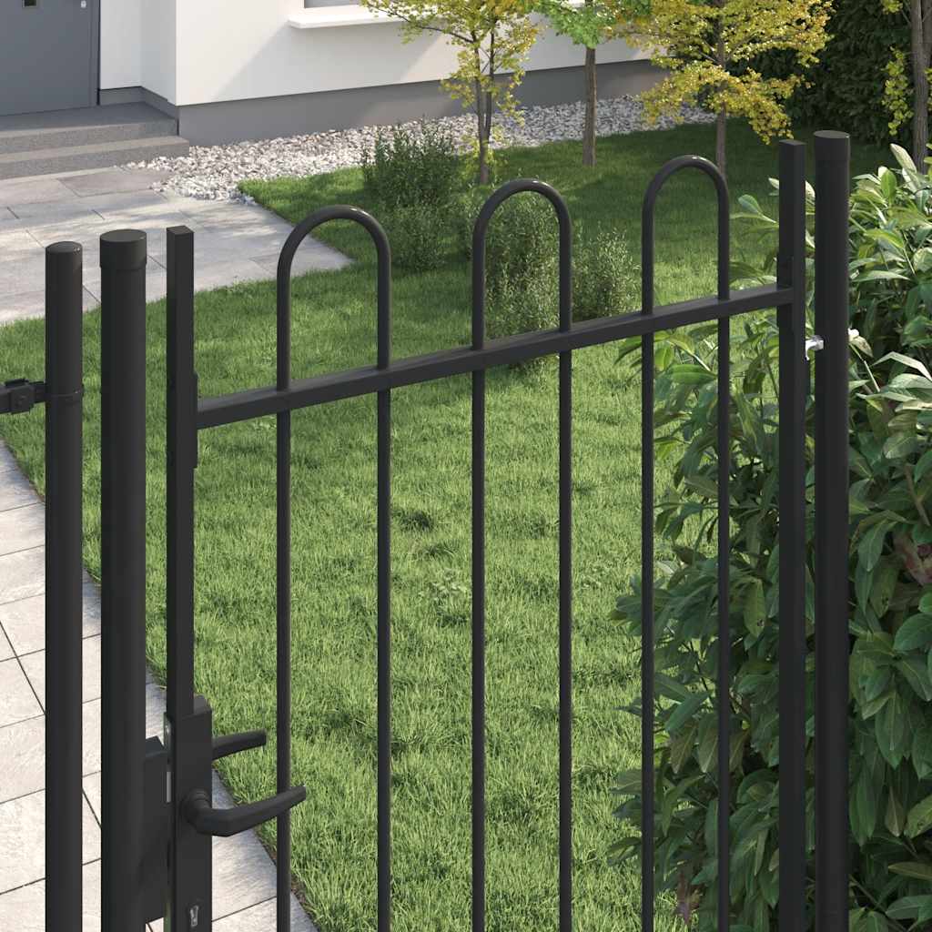 vidaXL Zauntor BOXTEL Einzeltür mit Bogenabschluss Stahl 1 x 2 m Schwarz