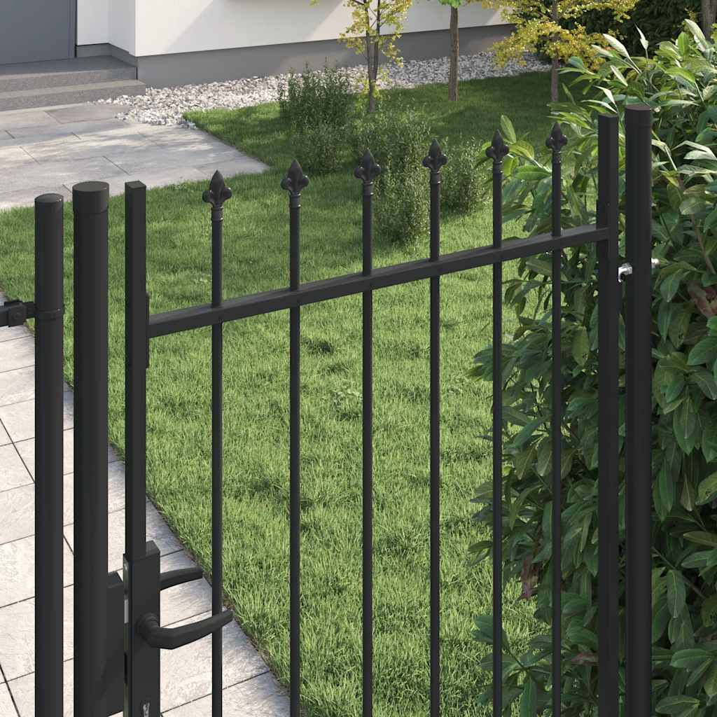 vidaXL Zauntor BOXTEL Einzeltür mit Dornenaufsatz Stahl 1 x 1,75 m Schwarz