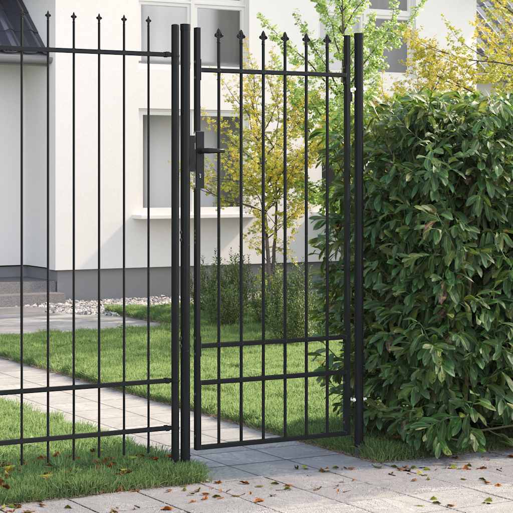 vidaXL Zauntor BOXTEL Einzeltür mit Dorn Stahl 1 x 2 m Schwarz
