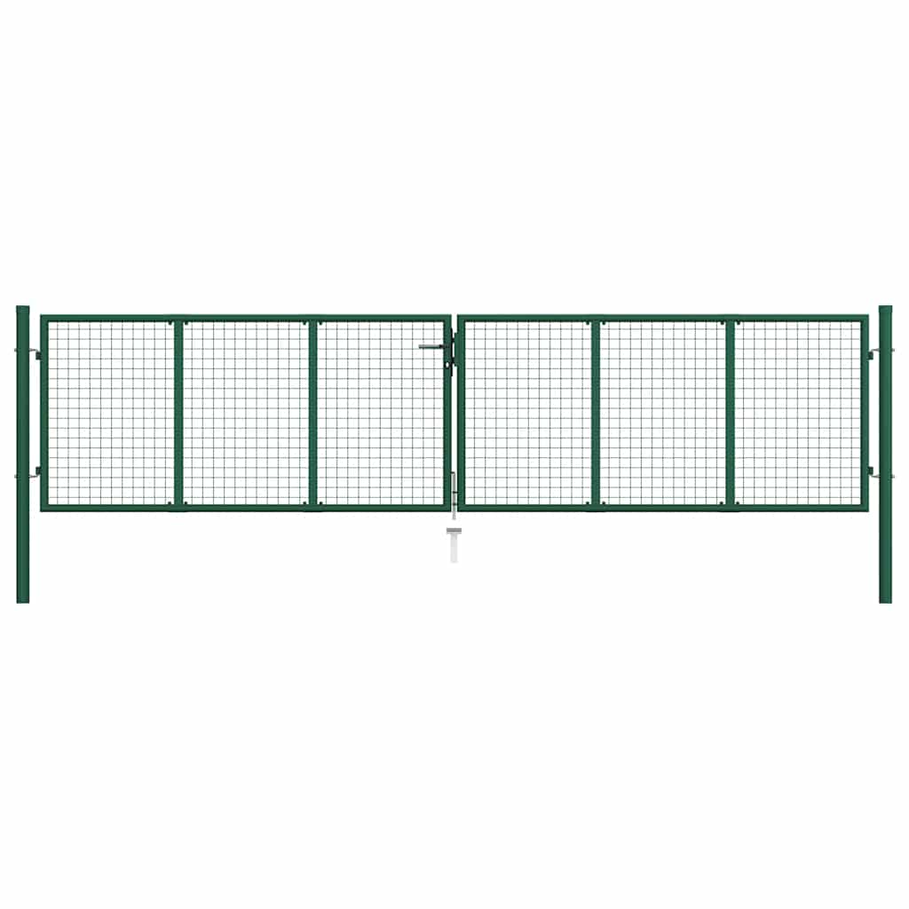 vidaXL Maschen-Gartentor aus Stahl 400 x 75 cm Grün
