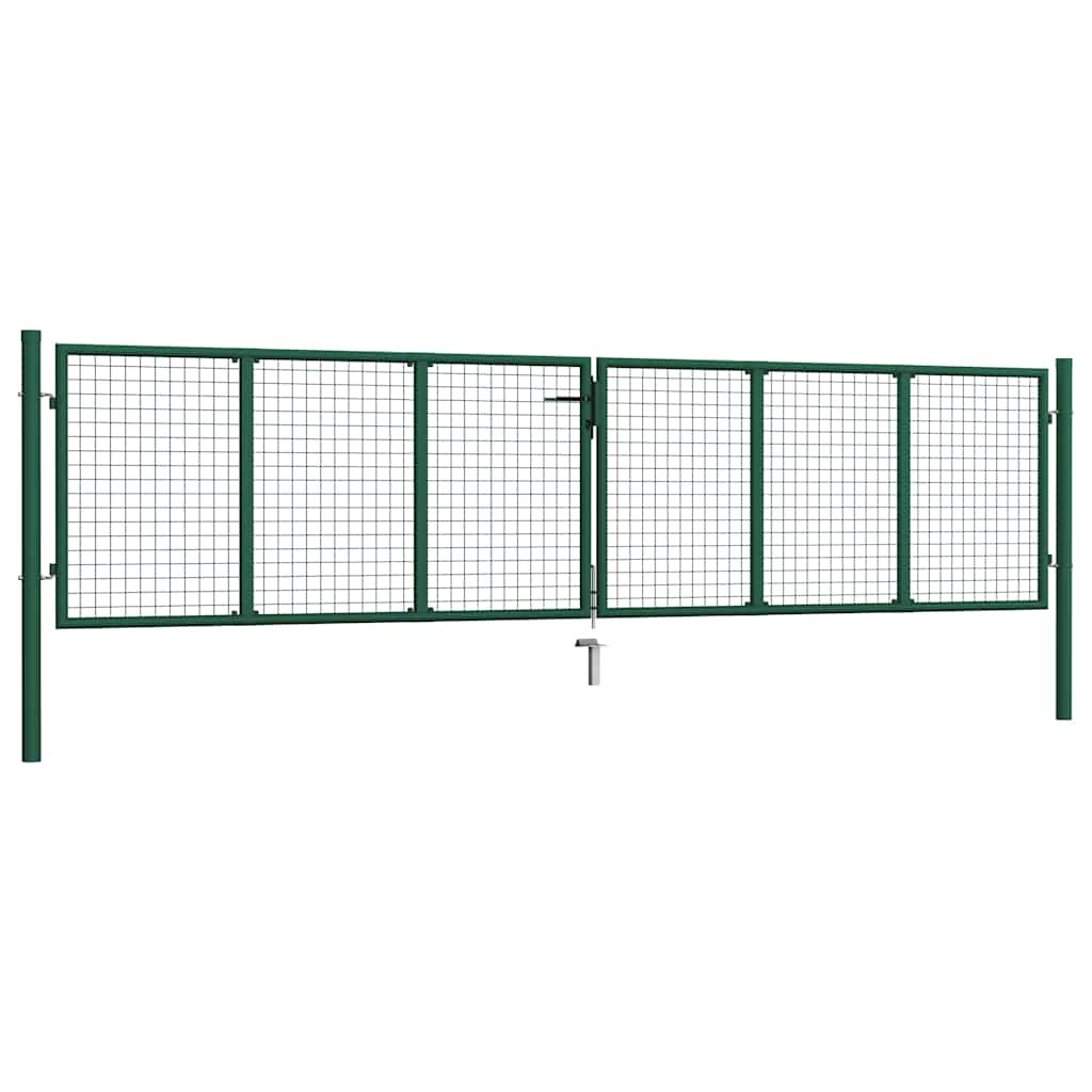 vidaXL Maschen-Gartentor aus Stahl 400 x 75 cm Grün