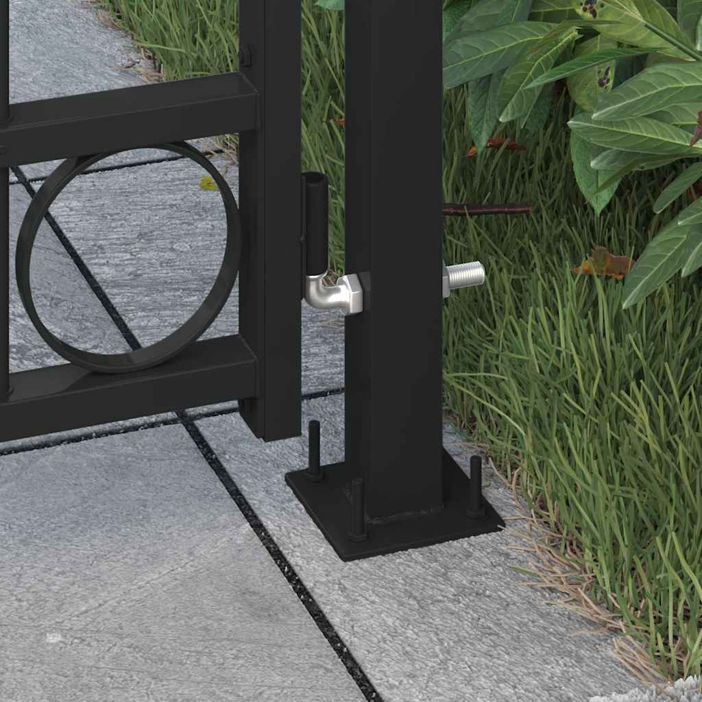 vidaXL Gartentor ASSEN mit Bogenabschluss und 2 Pfosten 105 x 170 cm Schwarz