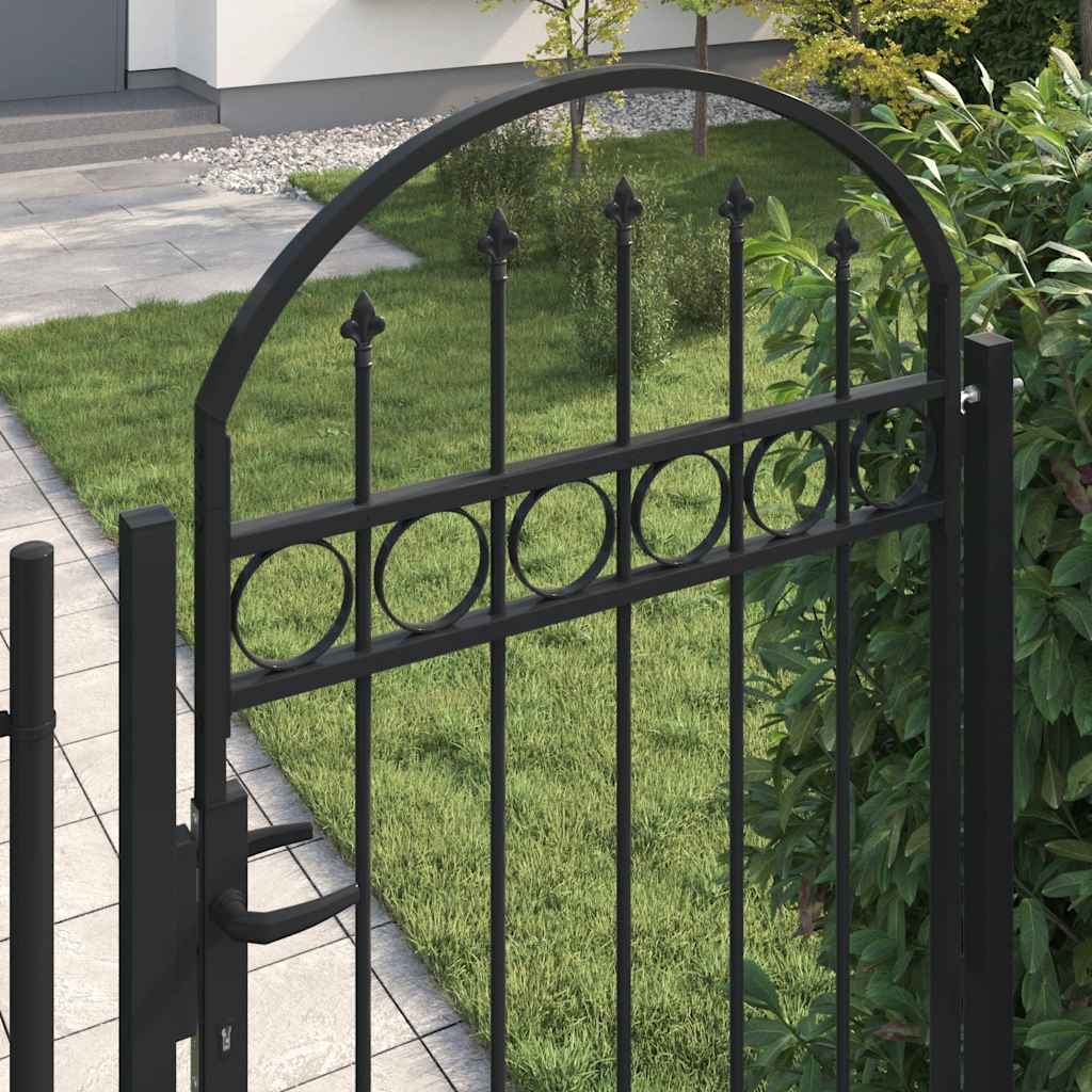 vidaXL Gartentor ASSEN mit Bogenabschluss und 2 Pfosten 105 x 170 cm Schwarz