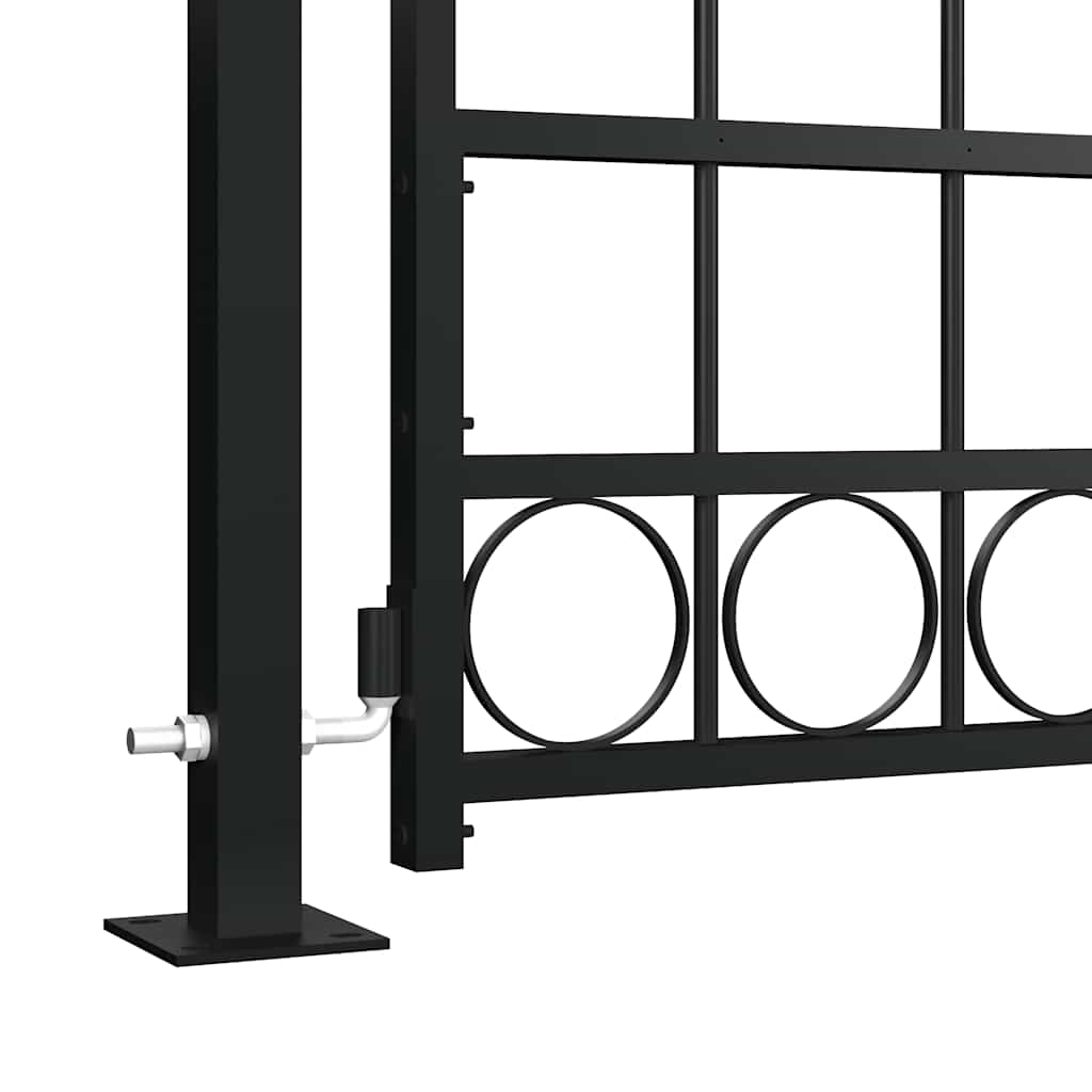vidaXL Gartentor ASSEN mit Bogenabschluss und 2 Pfosten 105 x 170 cm Schwarz