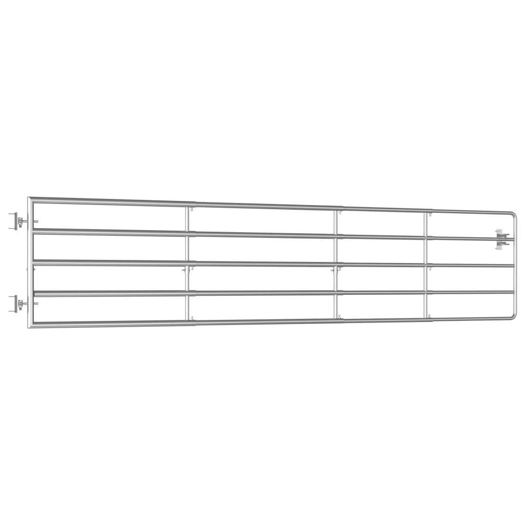 vidaXL 5-Rohre-Weidetor Stahl (150-400)×90 cm Silbern