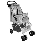 vidaXL Haustier-Buggy Hund/Katze Klappbarer Reisewagen Grau