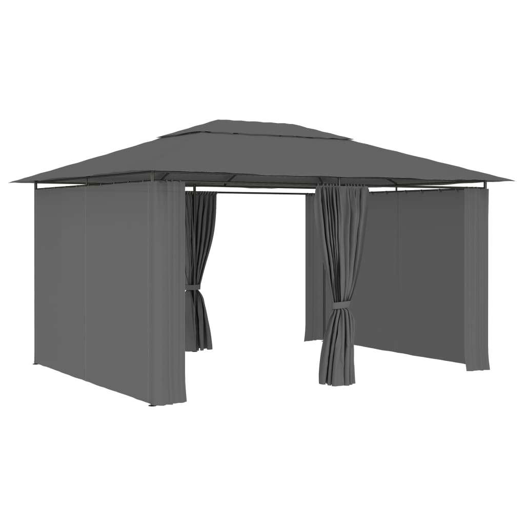 vidaXL Gartenpavillon mit Vorhängen 4 x 3 m Anthrazit