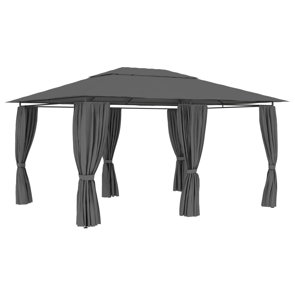 vidaXL Gartenpavillon mit Vorhängen 4 x 3 m Anthrazit