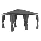 vidaXL Gartenpavillon mit Vorhängen 4 x 3 m Anthrazit