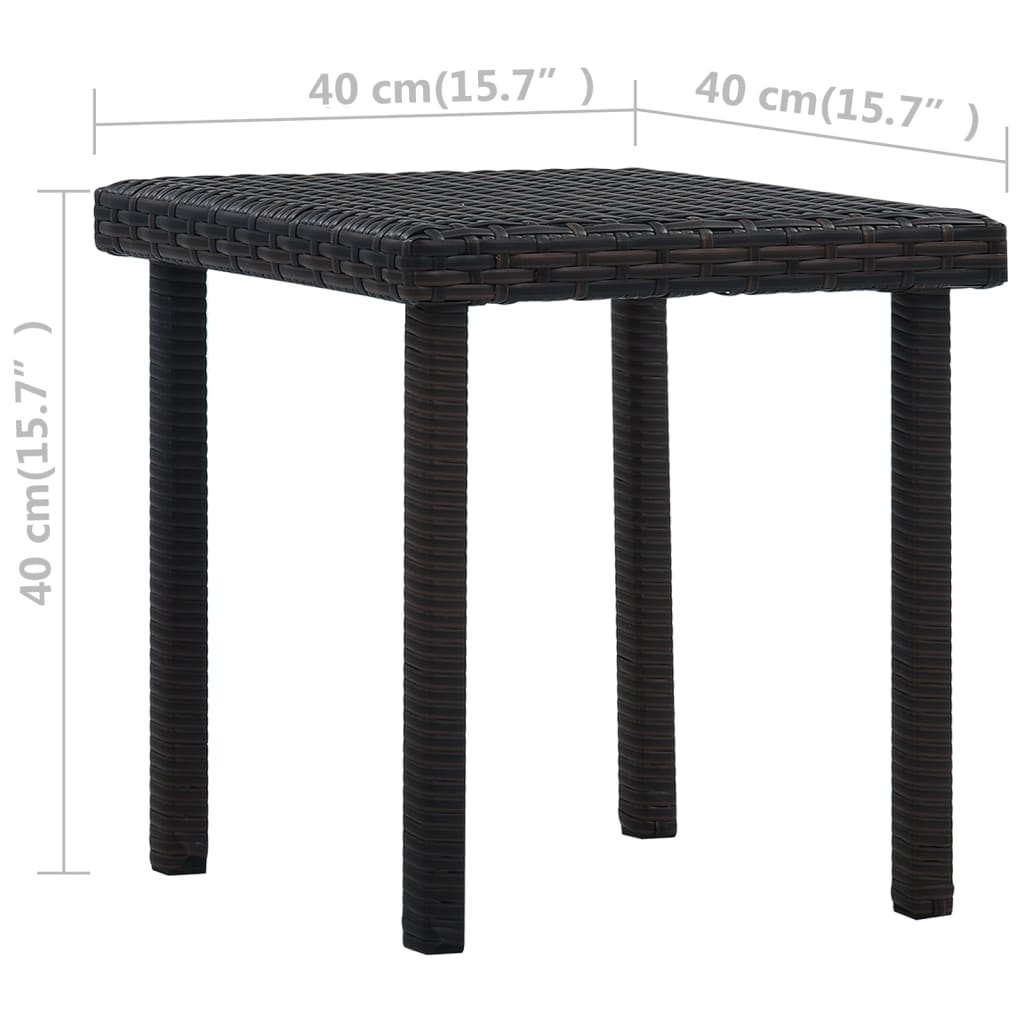 vidaXL Garten-Beistelltisch Braun 40×40×40 cm Poly Rattan