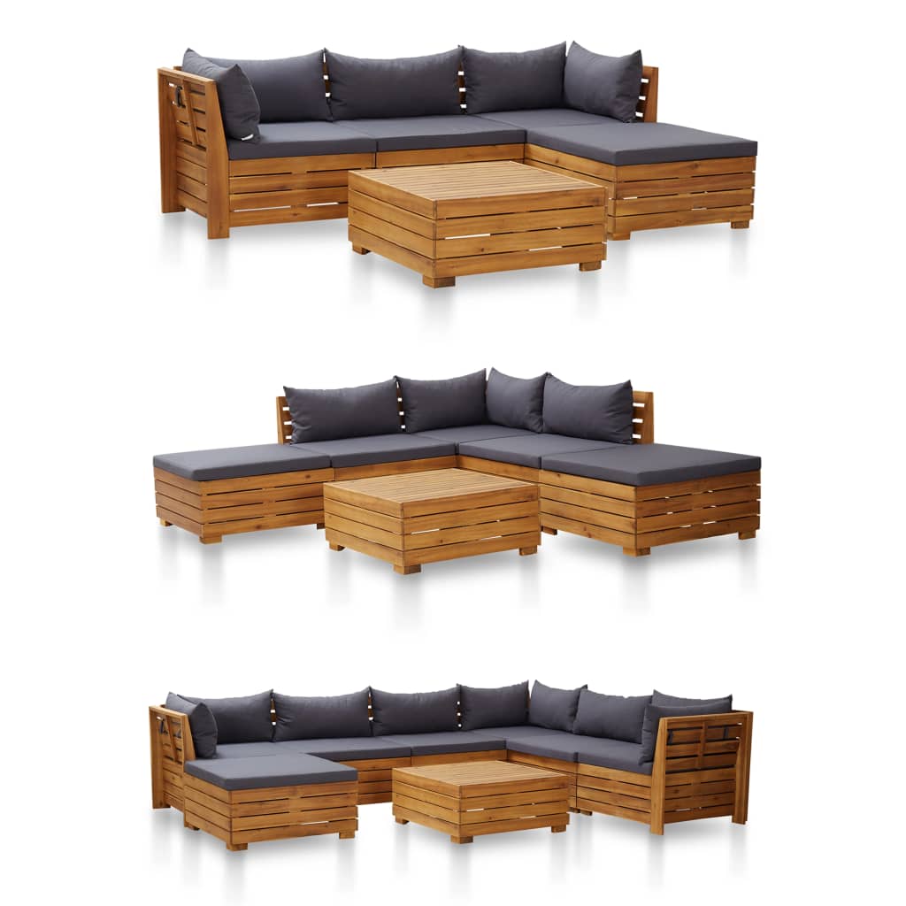 vidaXL Modular-Fußhocker 1 Stk. mit Auflage Massivholz Akazie