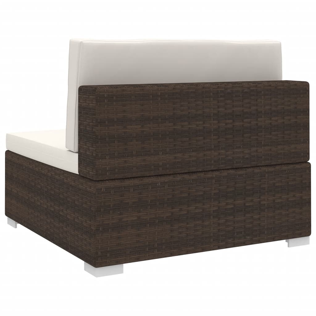 vidaXL Mittelsofa mit Kissen Modular Poly Rattan Braun