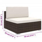 vidaXL Mittelsofa mit Kissen Modular Poly Rattan Braun