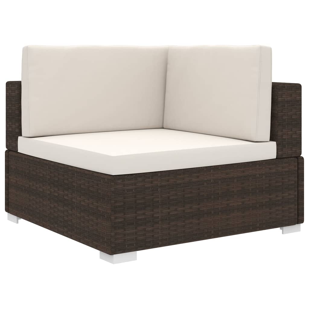 vidaXL Modular-Ecksessel mit Kissen Poly Rattan Braun