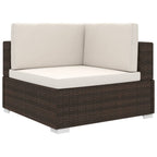 vidaXL Modular-Ecksessel mit Kissen Poly Rattan Braun