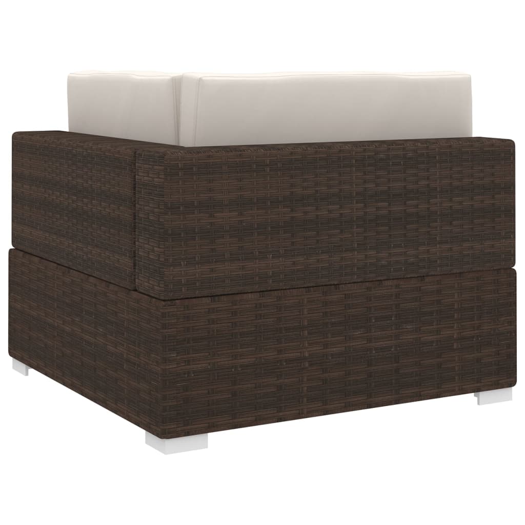 vidaXL Modular-Ecksessel mit Kissen Poly Rattan Braun