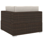 vidaXL Modular-Ecksessel mit Kissen Poly Rattan Braun
