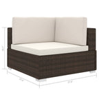 vidaXL Modular-Ecksessel mit Kissen Poly Rattan Braun