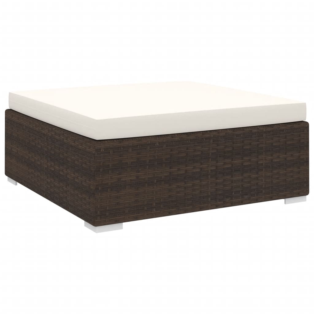 vidaXL Modular-Fußhocker mit Kissen Poly Rattan Braun