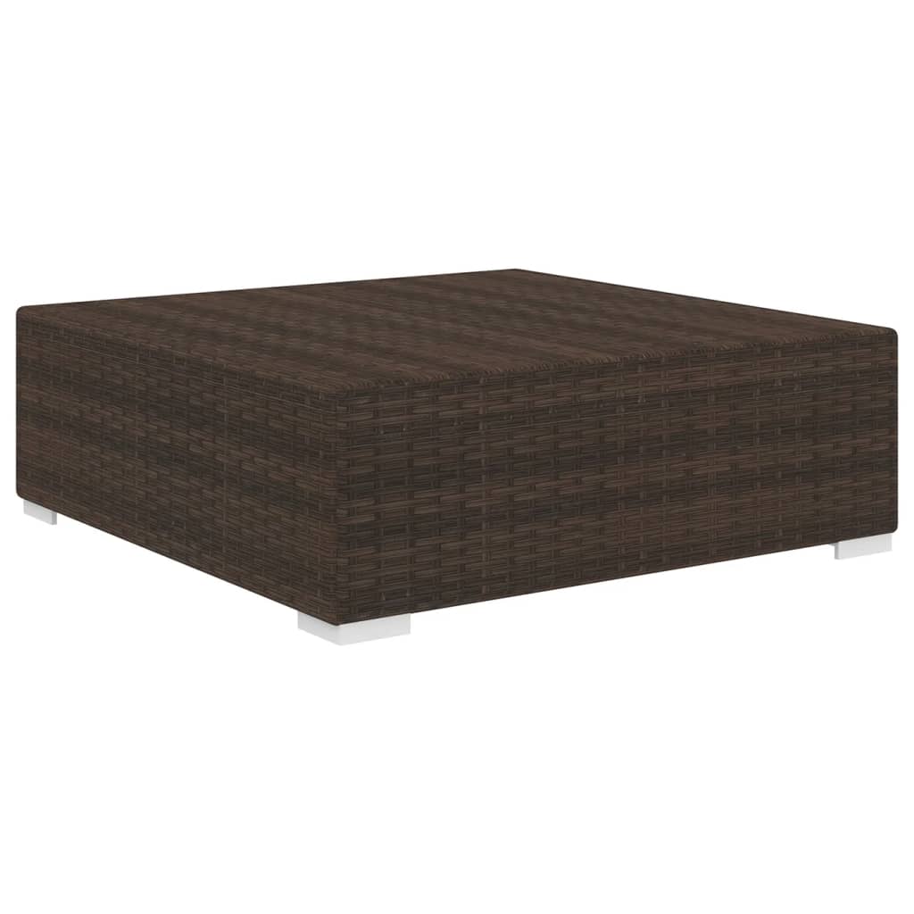 vidaXL Modular-Fußhocker mit Kissen Poly Rattan Braun