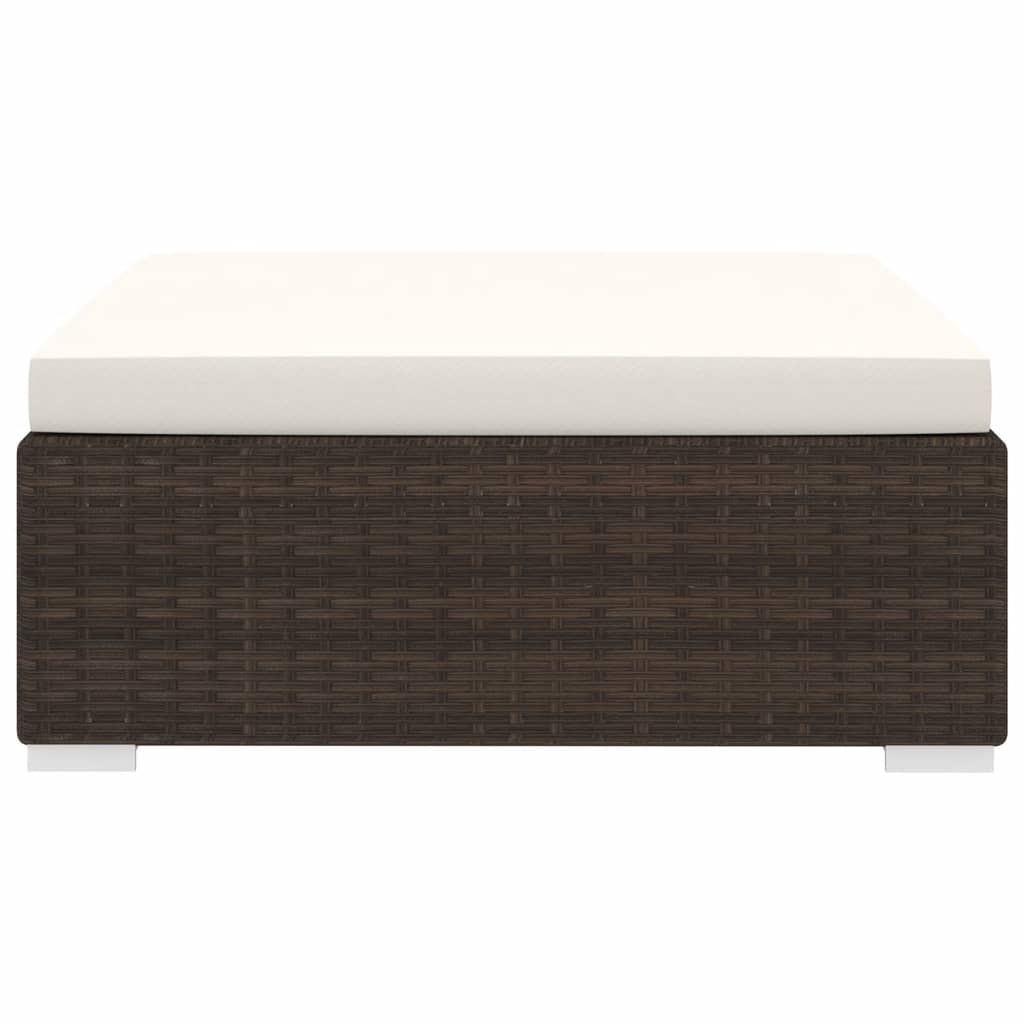 vidaXL Modular-Fußhocker mit Kissen Poly Rattan Braun