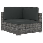 vidaXL 4-tlg. Gartensofa-Set mit Kissen Poly Rattan Grau