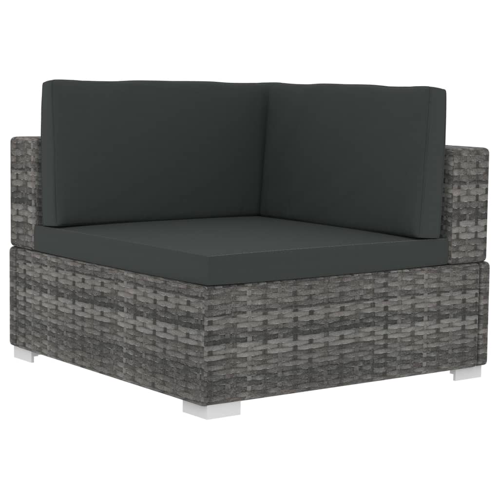 vidaXL 4-tlg. Gartensofa-Set mit Kissen Poly Rattan Grau