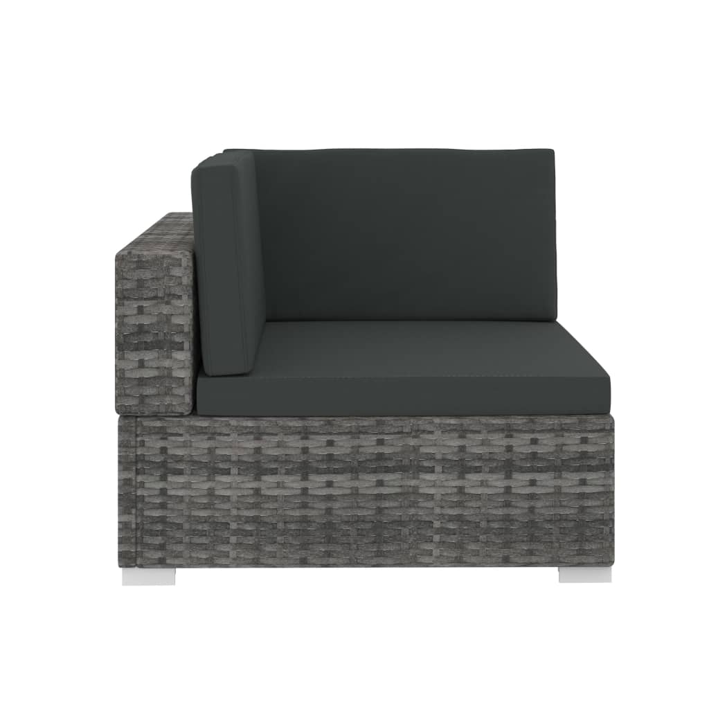 vidaXL 4-tlg. Gartensofa-Set mit Kissen Poly Rattan Grau