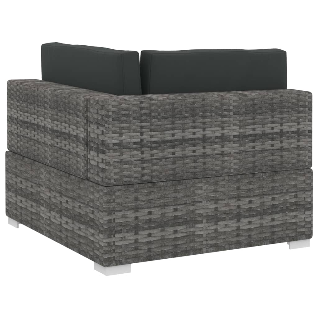 vidaXL 4-tlg. Gartensofa-Set mit Kissen Poly Rattan Grau