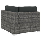 vidaXL 4-tlg. Gartensofa-Set mit Kissen Poly Rattan Grau