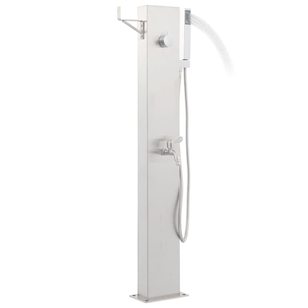 vidaXL Gartendusche mit Wasserhahn 110 cm Edelstahl