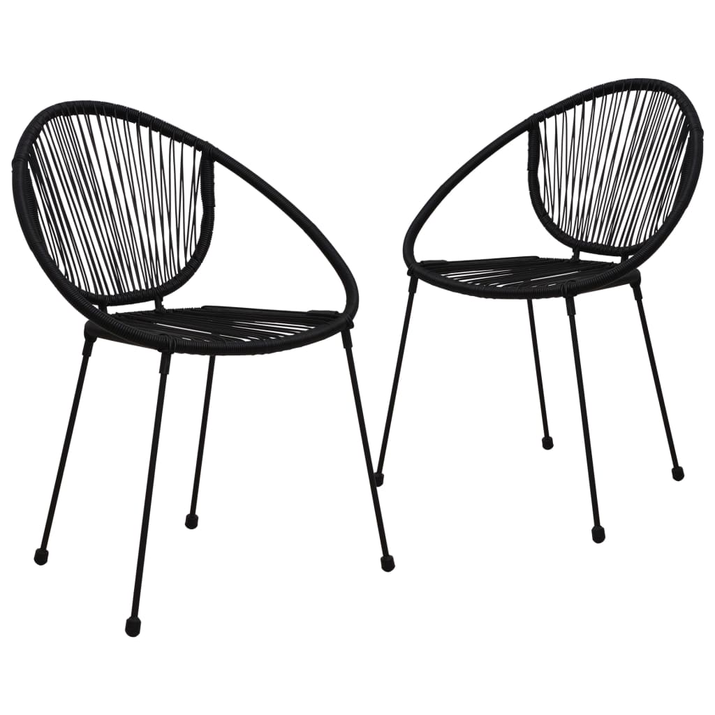 vidaXL Gartenstühle 2 Stk. PVC Rattan Schwarz