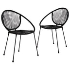 vidaXL Gartenstühle 2 Stk. PVC Rattan Schwarz