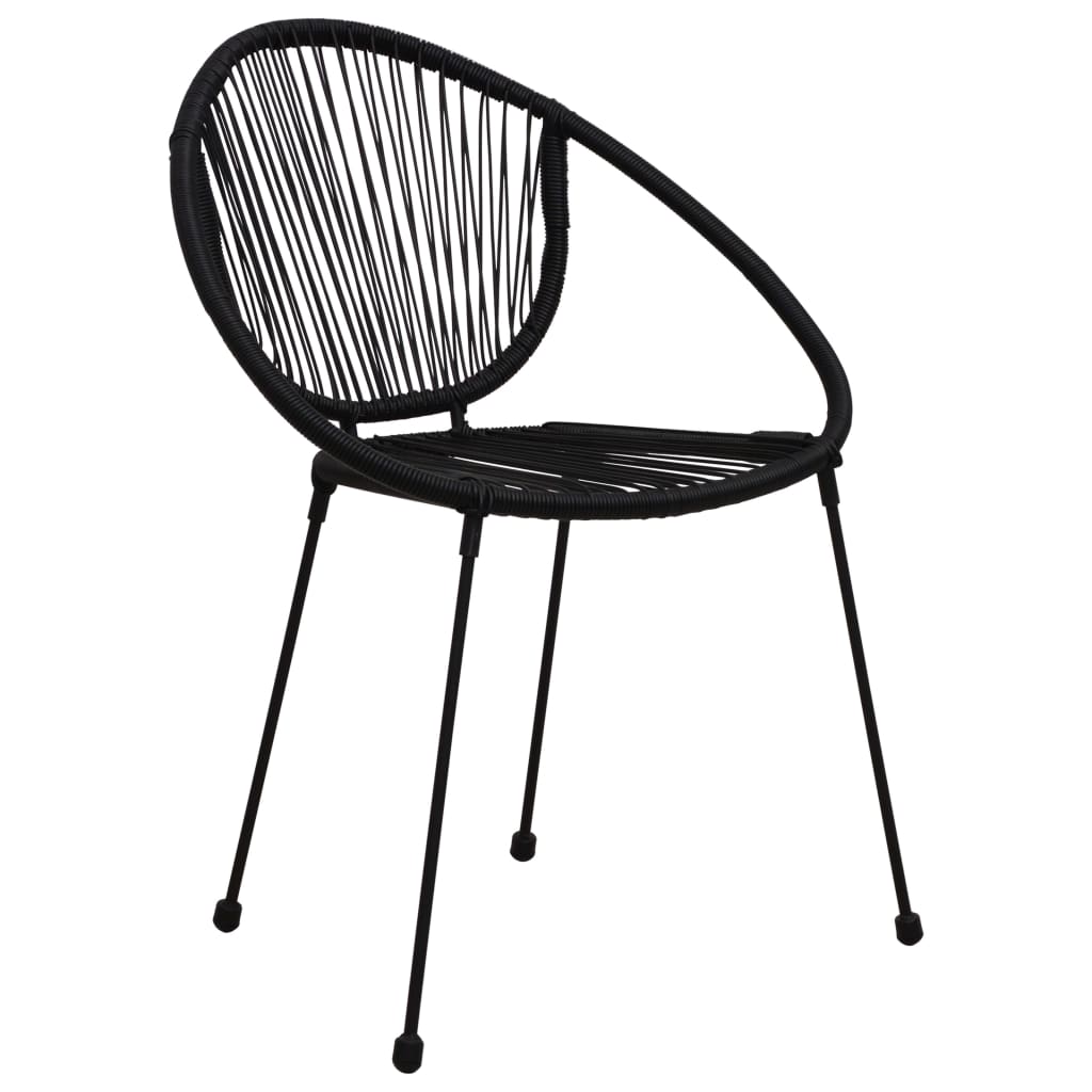 vidaXL Gartenstühle 2 Stk. PVC Rattan Schwarz