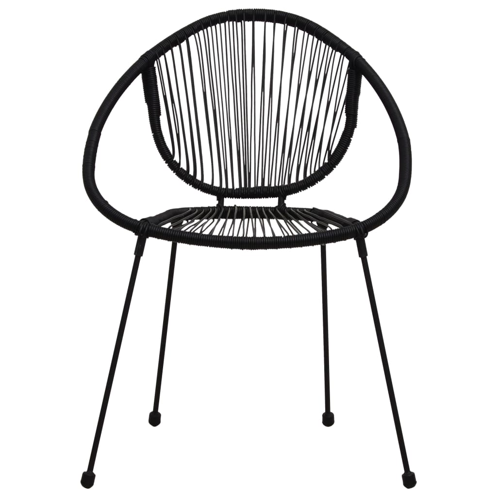 vidaXL Gartenstühle 2 Stk. PVC Rattan Schwarz