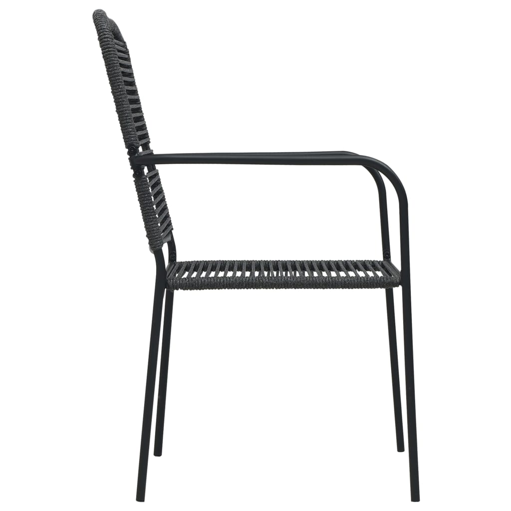 vidaXL Gartenstühle 2 Stk. Baumwollseil und Stahl Schwarz